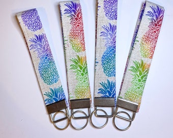 Pineapple Patterned Key Fob, Colorful Print