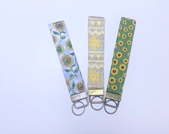 Floral Key Fob, Sunflower Keychain, Gifts for Women