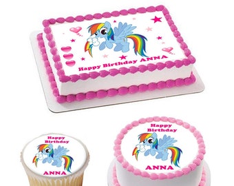 24 X GEBURSTSTAG MY LITTLE PONY ALTER 4 ESSBAR CUPAKE TOPPER KUCHEN DEKORATION C