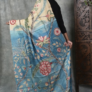 Hand Painted Pen Kalamkari Tussar Silk Dupatta main image 1
