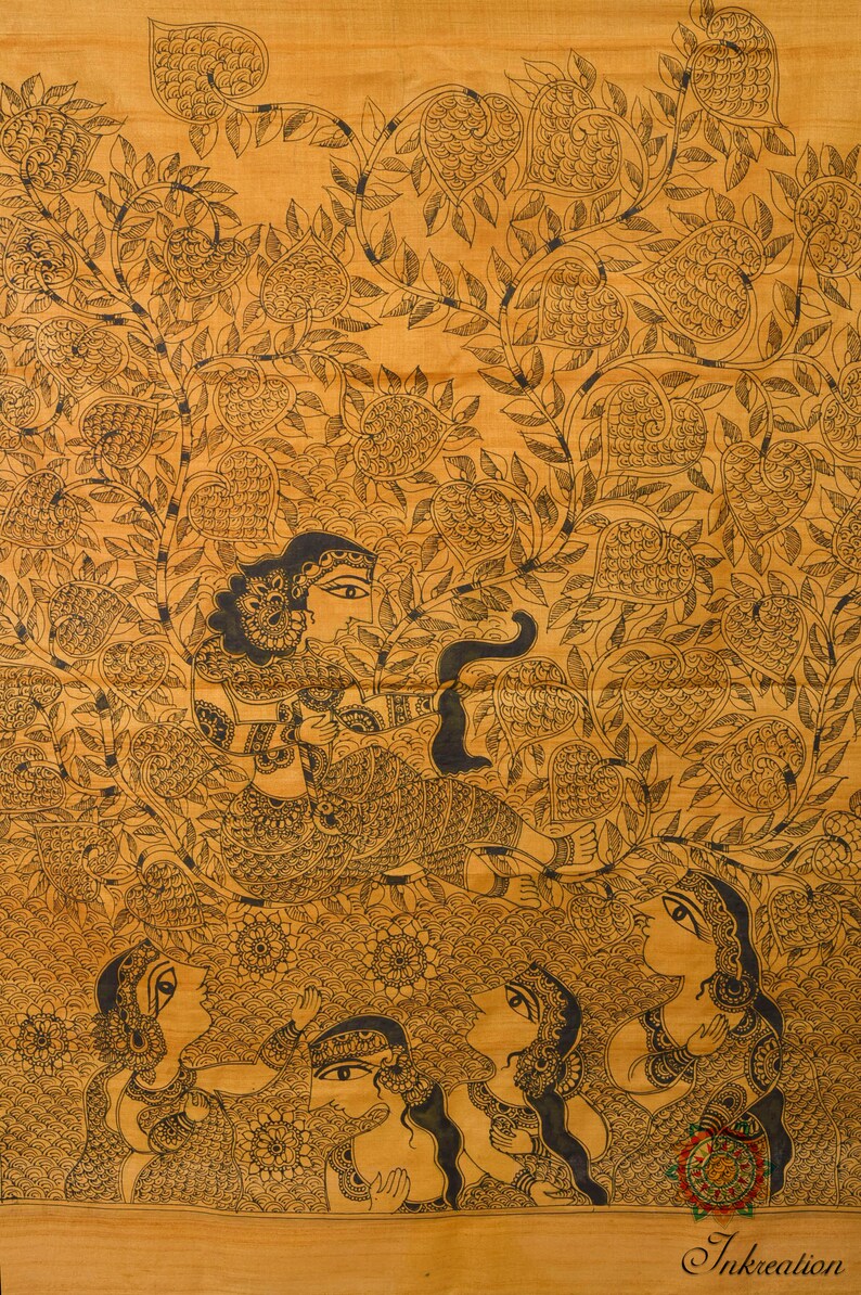 Madhubani Hand Painting Pure Tussar DUPATTA HAND PAINTED Warp Around Etsy