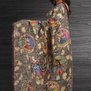 Madhubani hand painted pure tussar sari saree with Blouse piece