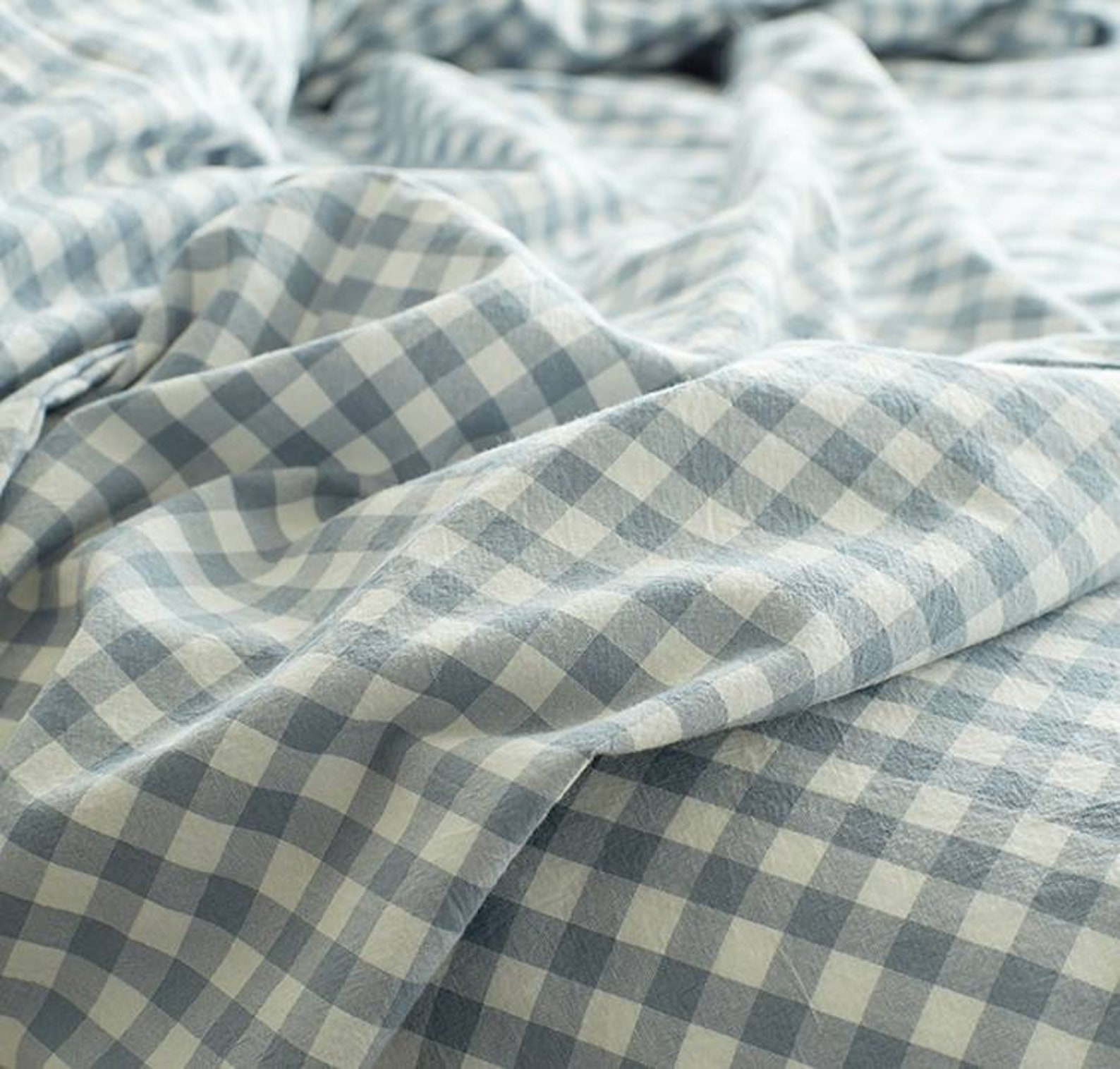 100 Cotton Blue Gingham Duvet Cover Set US Australia Queen Etsy
