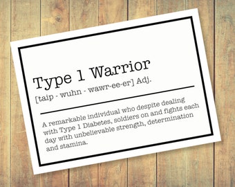 Type 1 Warrior Typographic Wall Art, Prints, A4