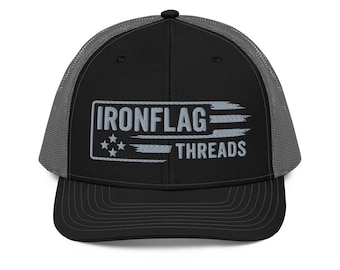 Gorra de camionero bordada con hilos de bandera de hierro