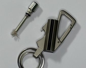 Encendedor de llavero con cerilla permanente: 4 en 1, impermeable, con abrebotellas y mosquetón.