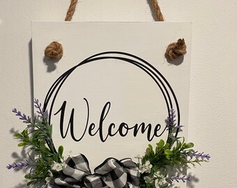 Welcome, wood sign