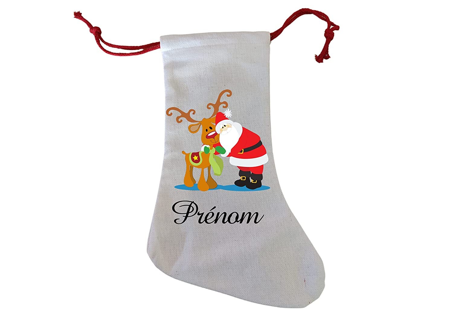 Chaussette de Noel Cerf Personnalisable avec Le Prénom