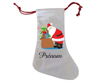 Chaussette père noel personnalisable avec le prénom