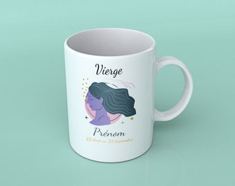 Personalized mug sign of the virgin with first name - Cup edition horoscope