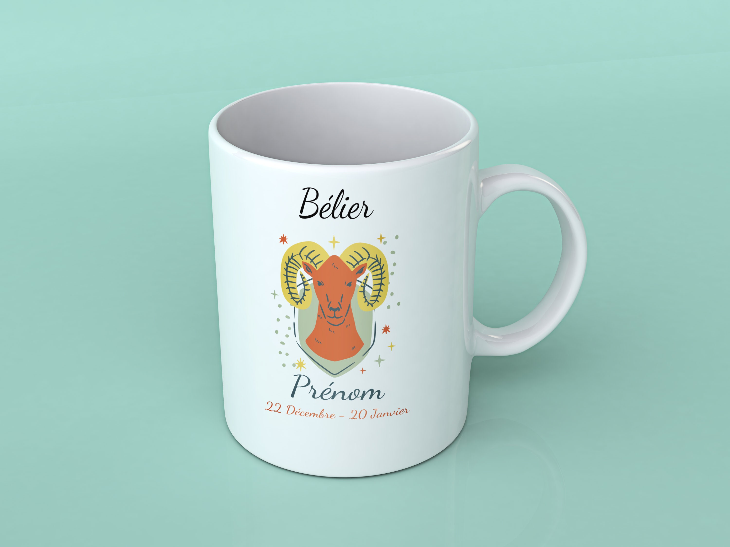 Mug Personnalisé Signe Du Bélier avec Prénom - Tasse Édition Horoscope