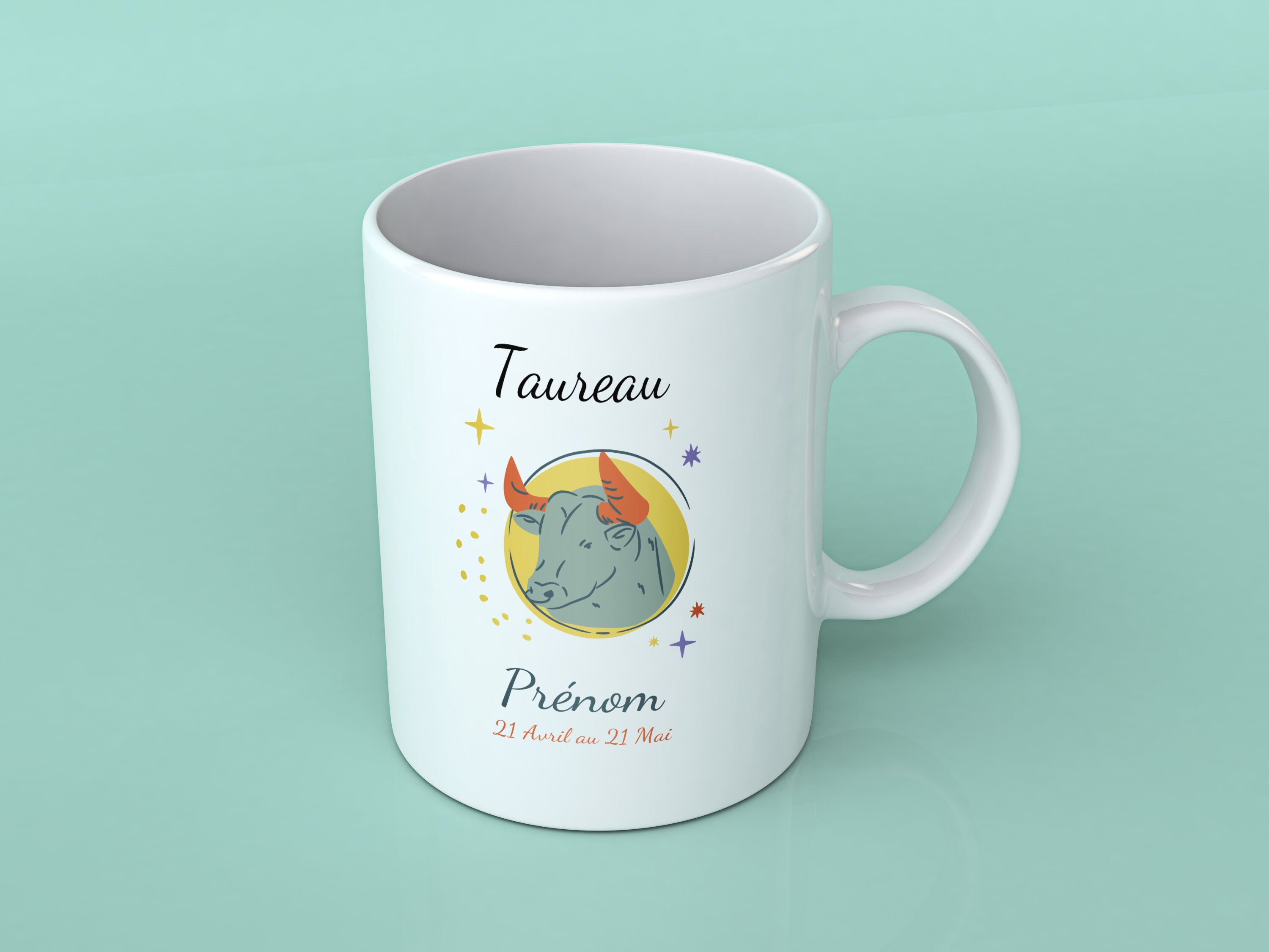 Mug Personnalisé Signe Du Taureau avec Prénom - Tasse Édition Horoscope