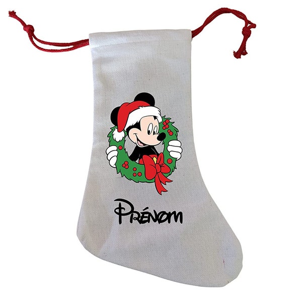 Chaussette de Noel Mickey personnalisable avec le prénom