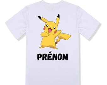 T-shirt enfant personnalisé avec Pikachu et prénom au choix