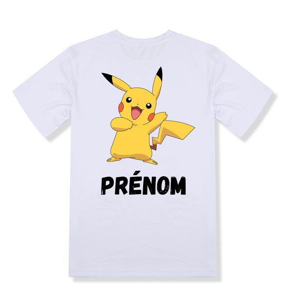 T-shirt enfant personnalisé avec Pikachu et prénom au choix