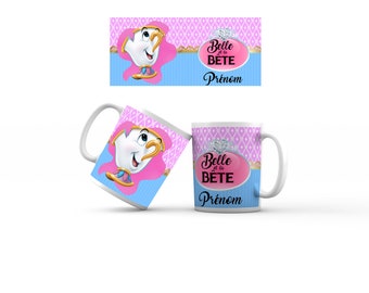 Mug personnalisé Chip belle et la bête avec prénom - Mug édition disney