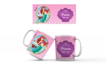 Mug personnalisé Ariel petite sirène avec prénom - Mug édition disney