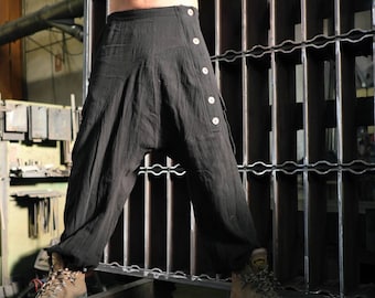 Handmade Cotton Harem Pants: Unisex Drop Crotch Trousers