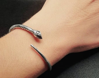 Snake bracelet, Snake jewelry, Adjustable bracelet, Snake passion, Snake bangle, Silver plated snake, Animal bracelet,