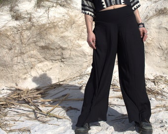 Flared trousers in crepe cotton