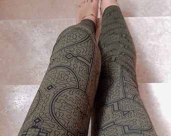 Shipibo green leggings