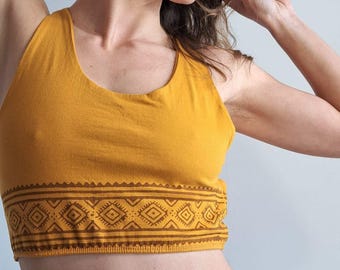 Top corto estilo Boho para festivales con la Flor de la Vida, top de yoga espiritual para mujer, ropa de geometría sagrada.