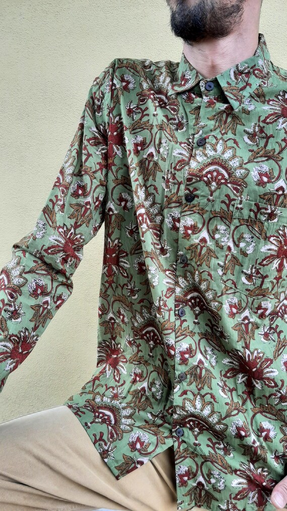 mens green floral dress shirt Men's Dress Shirts