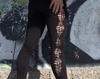 Sexy Cut Out Leggings with Braided Detail - Rave Dance Party Pants