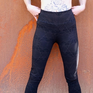 Black leggings with geometric print, Psytrance, punk, Cyberpunk