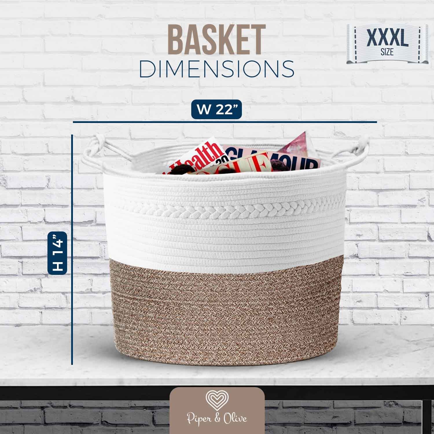 Piper y oliva gran cesta tejida cestas grandes para mantas | Etsy