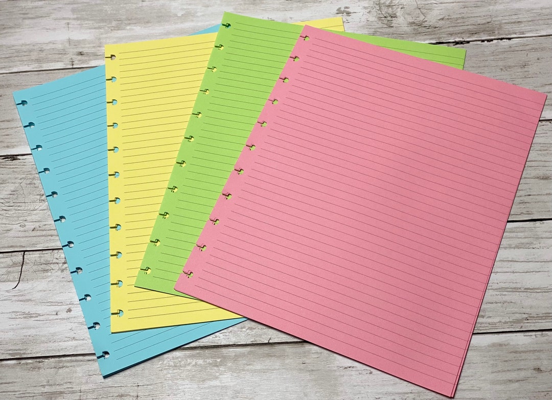 BIG Lined Colored Paper 40 or 20 Sheets Letter Size Happy Planner A4