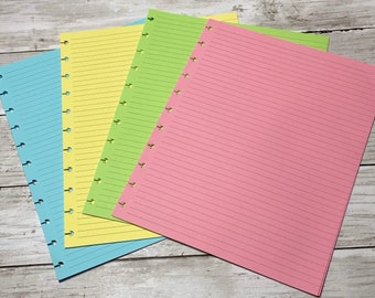 BIG Lined Colored Paper (40 or 20 sheets) Letter Size Happy Planner A4 Arc Tul Pink Blue Green Yellow