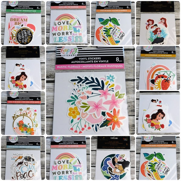 New Happy Planner Vinyl Stickers (Choose) Disney Floral Faith Teacher