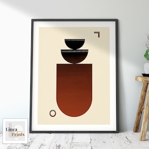 Geometric shapes print, Printable Wall Art, Abstract Geometric poster brown, geometric modern painting, Scandinavian wall art, mid century