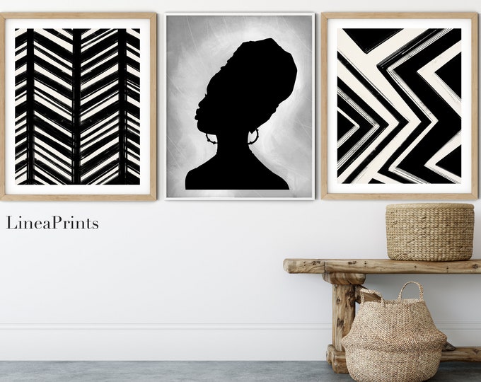 Set of 3 African Art Prints Printable Wall Art Black Etsy