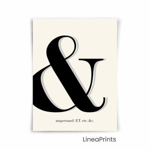 Ampersand symbol typography print, Printable wall art, Etc And ampersand symbol, Modern typographic poster, living room art home office