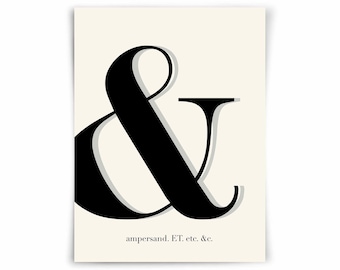 Ampersand symbol typography print, Printable wall art, Etc And ampersand symbol, Modern typographic poster, living room art home office