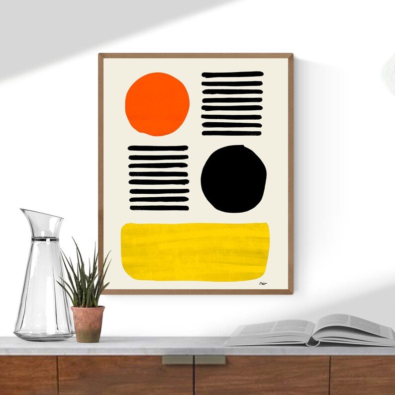 Large Abstract Wall Art/ Printable Wall Art/red Yellow Minimal Etsy