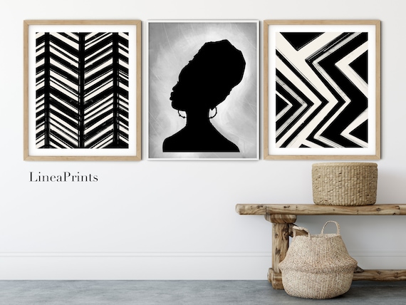 Set of 3 African Art Prints, Printable Wall Art, Black WomanArt, African head wrap, African print set of three, Black art prints