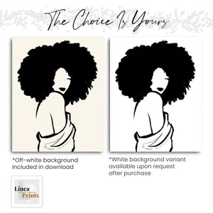 Natural Curly Hair, Nude Line Art Print, Printable Wall Art, Black