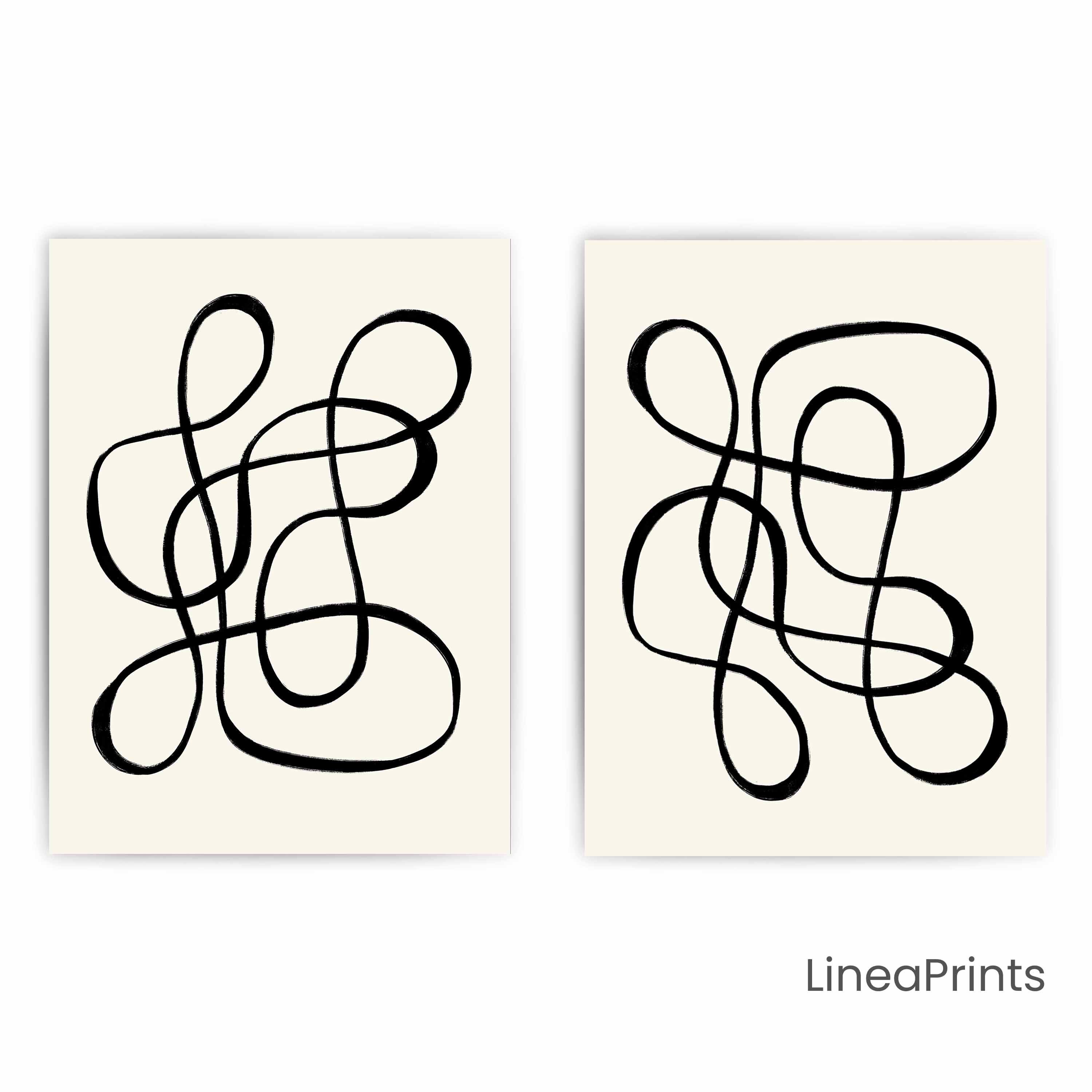 Abstract Scribble Minimal Line Art Print. Printable Wall Art. Black Ink ...