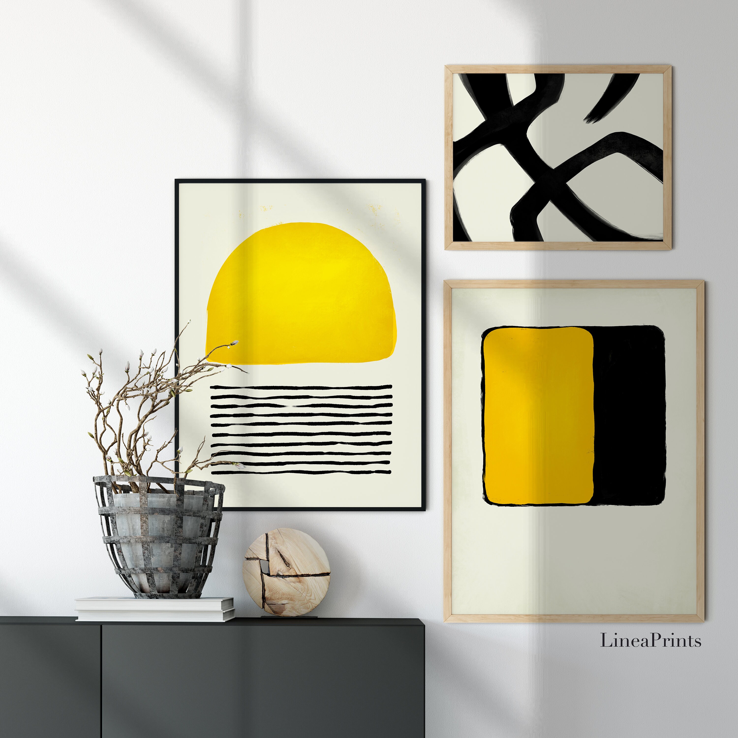 Large Abstract Wall Art Yellow Printable Printable Wall Art Etsy