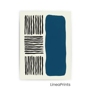 Large Abstract Wall Art | Blue Printable Wall Art, Blue/Black Print, Modern Minimalist Living Room Bedroom Office, Aesthetic room decor