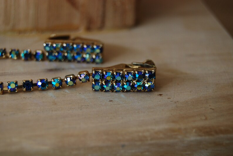 Vintage Blue Rhinestone Sweater Clip