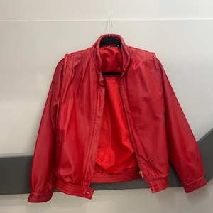 Vintage Clothing - Leather Jacket - Red - 1980s - Size 8 - 10 - Frock33