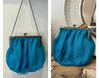 Bolso de ocasión vintage - Años 50 - Azul verde azulado