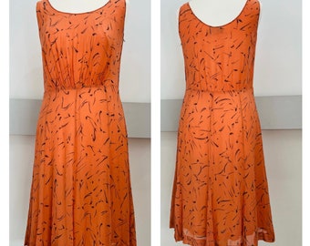 Vintage Dress- 1970s - Salmon Pink - Vintage midi Dress - size 10-12 UK- Vintage Wedding Guest - Silk