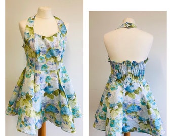 Vintage Dress - 1950s Swing Dress- Vintage Dress - Sleeveless Halterneck Vintage Dress D