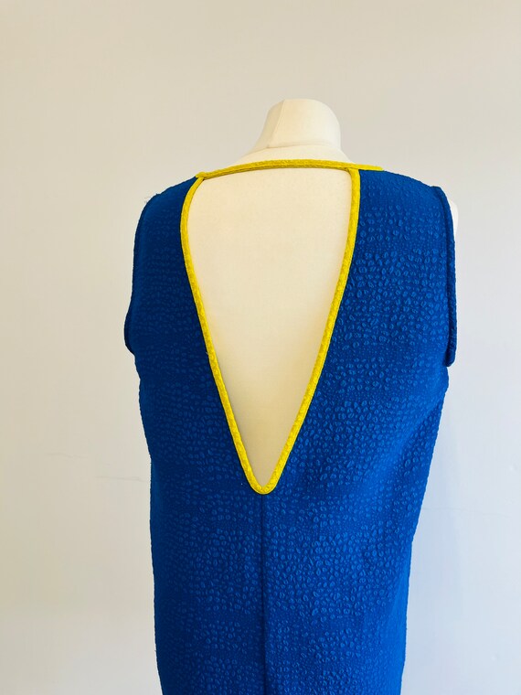 Vintage Dress- Royal Blue with yellow Dress - Siz… - image 8