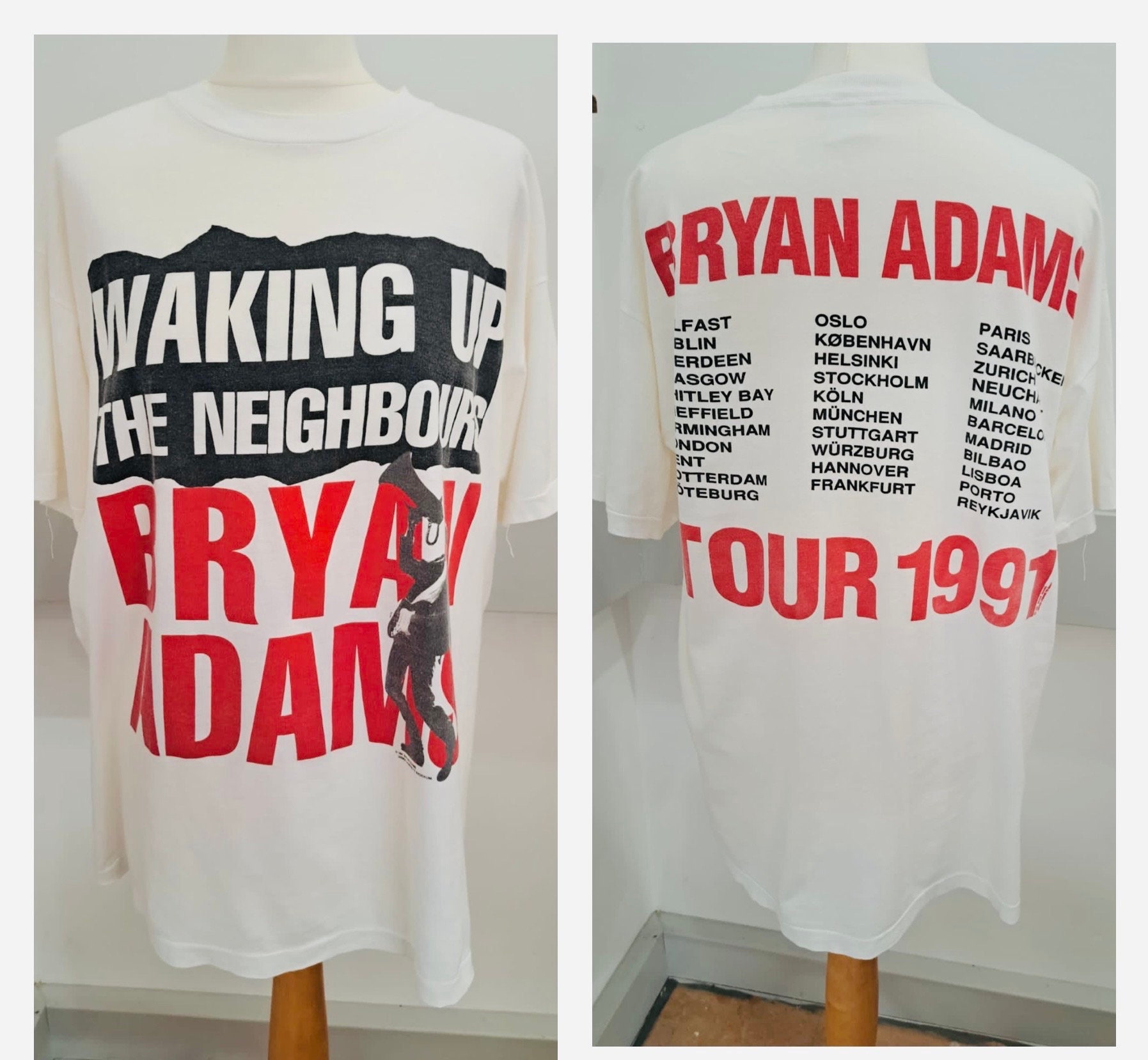 Vintage Band Tee- Bryan Adams- Waking Up The Neighbours Tour T-shirt- ! - World Tour  1991- Official Tour shirt